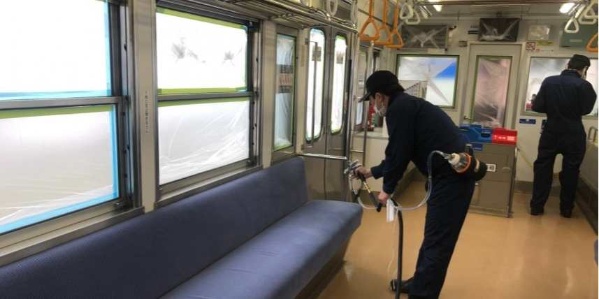 【鉄道】鉄道車両車内に抗菌・抗ウイルス加工を行いました